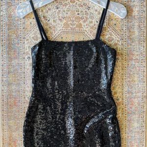 Black Sequin Gown with Sexy Centered Slit